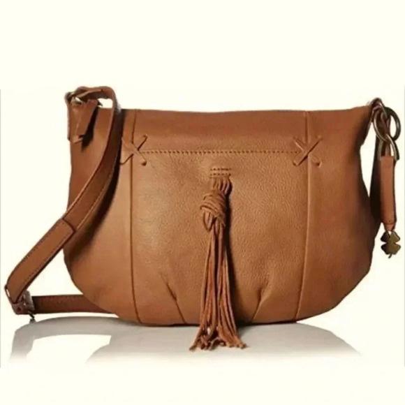 Lucky Brand Carmen Camel Tan Leather Tassel Boho Hobo Shoulder Bag - Picture 1 of 9